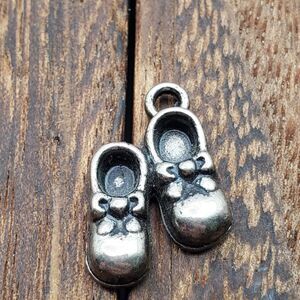 Baby shoes booties silver charm pendant expecting‎ mom